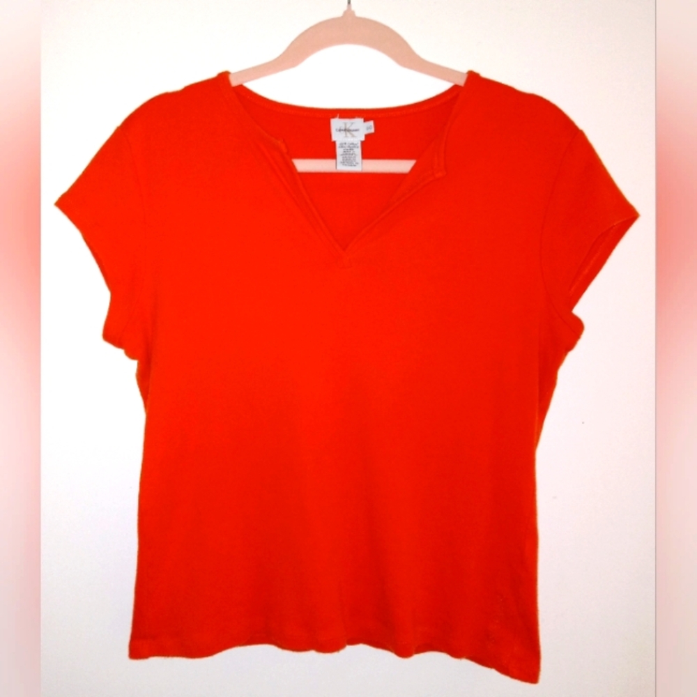 Calvin Klein V-Neck Cotton Top Sz L